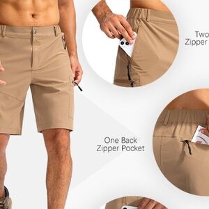 Men's Cargo Shorts with Zipper Pockets - Tan